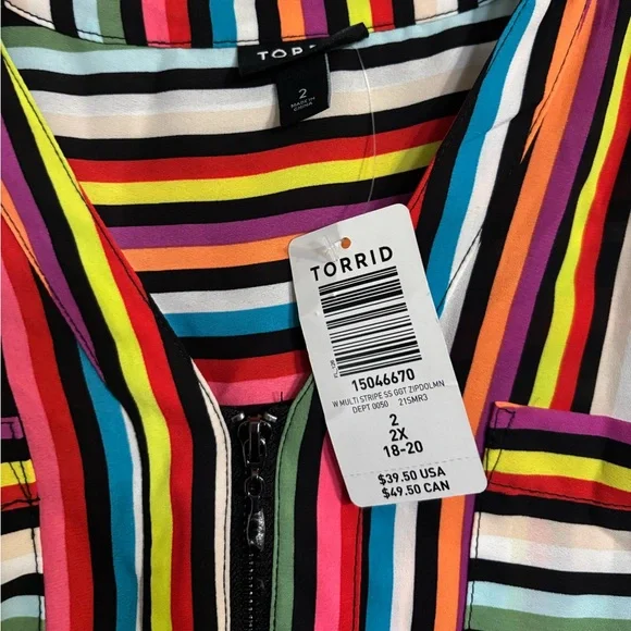 Torrid Colorful Striped Blouse NWT - Picture 5 of 7